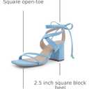 Women's Strappy Lace Up Heels Square Toe Block Sandals | Tie Up Ankle Wrap Design Dress Shoes for Wedding Guest, Graduation and Homecoming 9