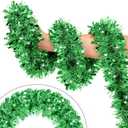 50Ft Christmas Decorations Christmas Garland, Green Christmas Tinsel Garland Metallic Twist Ceiling Hanging for Christmas Tree Party Ornaments Holiday Indoor Supply