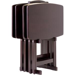 Winsome Dylan Snack Table Set with Stand, for Living Room, 26", Espresso, Set of 4 Tables