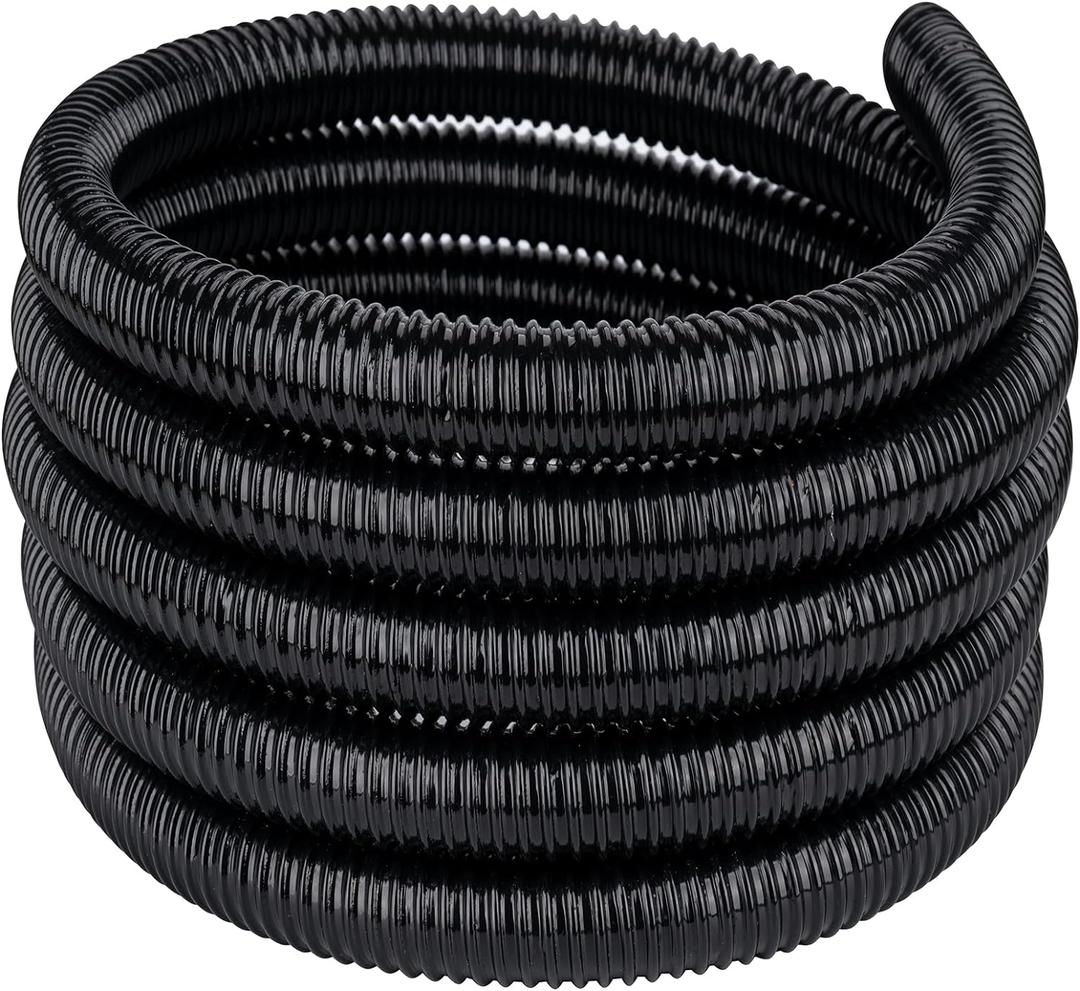 Pond Tubing,1 inch PVC Flexible Pond Hose, Black Corrugated Waterfall Sump Pump Hose,Drainage Pipe, Kinkproof for Garden Ponds, 1"x50FT