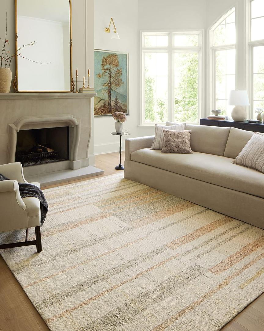 Loloi Chris Loves Julia Chris Collection CHR-04 Natural/Multi 7'-9'' x 9'-9'', .50" Pile Height, Area Rug