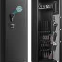 VEVOR 8-10 Gun Safe, Long Gun Cabinet for Rifles and Pistols, Quick Access Fireproof Rifle Safe with 3 Pistol Pockets and Adjustable Racks, Large Digital Cabinet with Fingerprint and Password Lock (16" x 18" x 52")