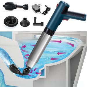 Electric Toilet Plunger - Toilet Plungers for Bathroom, Floor Drain, Sewer, Kitchen PipesHigh-Pressure Home Toilet Clog Remover (1, Blue)