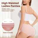 Sunm Boutique Combed Cotton Underwear for Women, Full Coverage High Waisted Women's Briefs, Soft Breathable Ladies Panties (L)