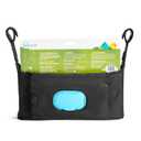 Munchkin Stroller Organizer with Cup Holders and Wet Wipes Case - Travel Storage Bag for Baby and Mom Essentials, Universal Fit, Fits UPPAbaby, Evenflo, BabyTrend and more, Black