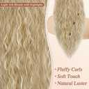 BARSDAR Curly Wavy Blonde Drawstring Ponytail Extension – 22 Inch Synthetic Comb Clip in Ponytail Hairpieces for Women, Voluminous Natural Looking Pony Tails Hair Extensions - Light Ash Blonde Mixed