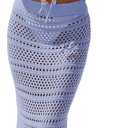 Fisoew Womens Crochet Cover Up 2 Piece Skirt Sets Sleeveless Crop Cardigan Tank Tops Swim Coverup Set (S)