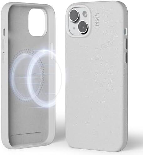 MOFT Designed for iPhone 15 Plus Case, MOVAS Vegan Leather Soft & Smooth & Anti-Scratch Protective Phone Case, Compatible with MagSafe, Fine Fiber Lining, Lifted Camera Ring Magnetic Case, Misty Cove
