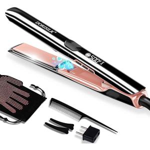 DORISILK 500 Degree High Temp Professional Hair Straightener，30s Fast Heating Ceramic Flat Iron ，2 in 1 Hair Straightener and Curler，Plasma Flat Iron Get Frizz-Free ，Dual Voltage for Travel Using