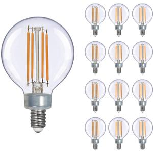 g16.5 led Bulb e12 g16 1/2 led Candelabra Bulb 40w Equivalent, Led Edison Bulb 2700K 350lm ac120v 3.8w, g50 led Globe Light Bulb for Chandelier, Ceiling Fan Light Bulbs 12/Pack