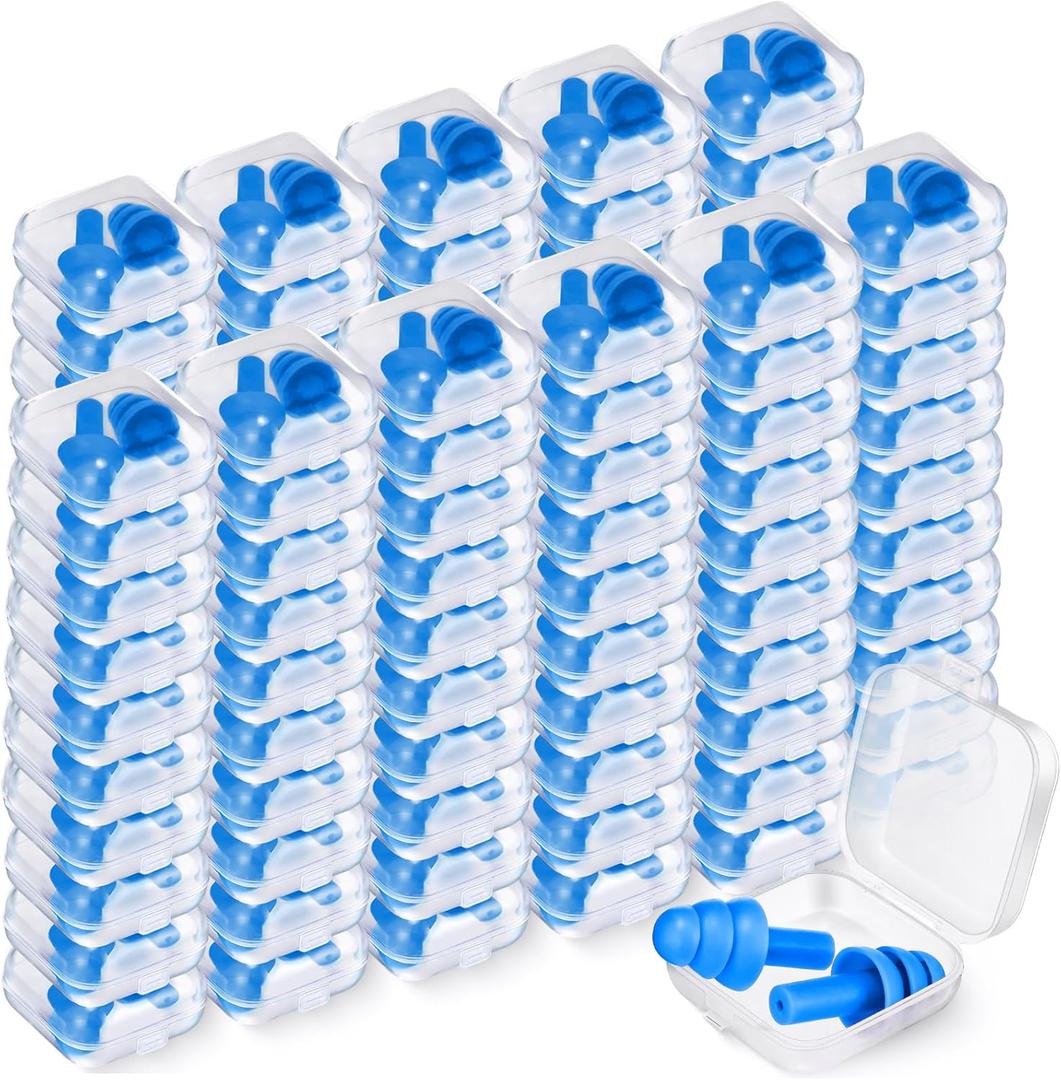TrelaCo 100 Pairs Ear Plugs Bulk, NRR 29dB Reusable Silicone Ear Plugs with Plastic Cases Soft Foam for Sleeping Noise Cancelling for Concerts Shooting Swimming Noise Reduction(Blue) TrelaCo 100 Pairs Ear Plugs Bulk, NRR 29dB Reusable Silicone Ear Plugs with Plastic Cases Soft Foam for Sleeping Noise Cancelling for Concerts Shooting Swimming Noise Reduction(Blue)