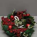 Gerson24 Holiday Pine & Pinecone Wreath with Ornament, Bow & Joy Sign