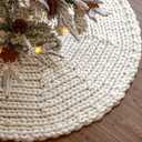 48 inch Christmas Tree Skirt: Chunky Knit Tree Skirt for 7.5ft Tree, Crochet Cream White Tree Skirt, Vintage Tree Skirts, Rustic Farmhouse Christmas Decorations (Medium)