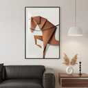 Large Framed Modern Horse Wall Art, Abstract White Brown Wall Art Animal Artwork for Walls, Minimalist Luxury Bright Style Picture Print Paintings for Hallway Living Room Office Wall Decor 24x36 Inch