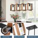 35.4" Kitchen Island Lighting,4 - Light Dining Room Farmhouse Chandelier,Black Modern Pendant Lighting,Pool Table Lights,Wood and Matte Black Metal Finish