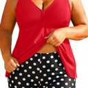 Aqua Eve Plus Size Swimsuits with Shorts Two Piece Tankini for Women Flowy Bathing Suits Athletic Swimwear (Red, XXL)