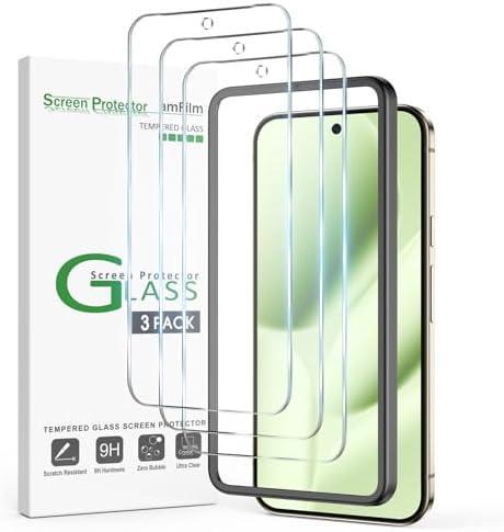 amFilm Designed for Google Pixel 10 Pro XL Screen Protector: 2025, 9H Tempered Glass for Google Pixel 9 Pro XL 2024, Fingerprint Compatible with Auto-alignment Tool, Anti Scratch, Bubble Free [3 Pack] 2 Pack