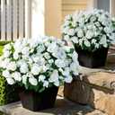 16 Bundles Artificial Roses for Front Door Outdoor Decor, Realistic Fake Silk Bouquets Flowers Faux UV Resistant Real Looking Rose Plants for Garden Balcony Farmhouse Home Spring Summer Decor (White)