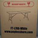 FDW 6FT Folding Table, Portable Fold-in-Half Plastic Picnic Party Table with Carrying Handle (White