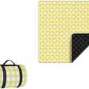 Picnic Blanket Extra Large, Waterproof and Foldable Beach Blanket80''x80'' Picnic Blanket Extra Largefor Park, Grass, Travel, Hiking, Camping Essentials (Yellow)