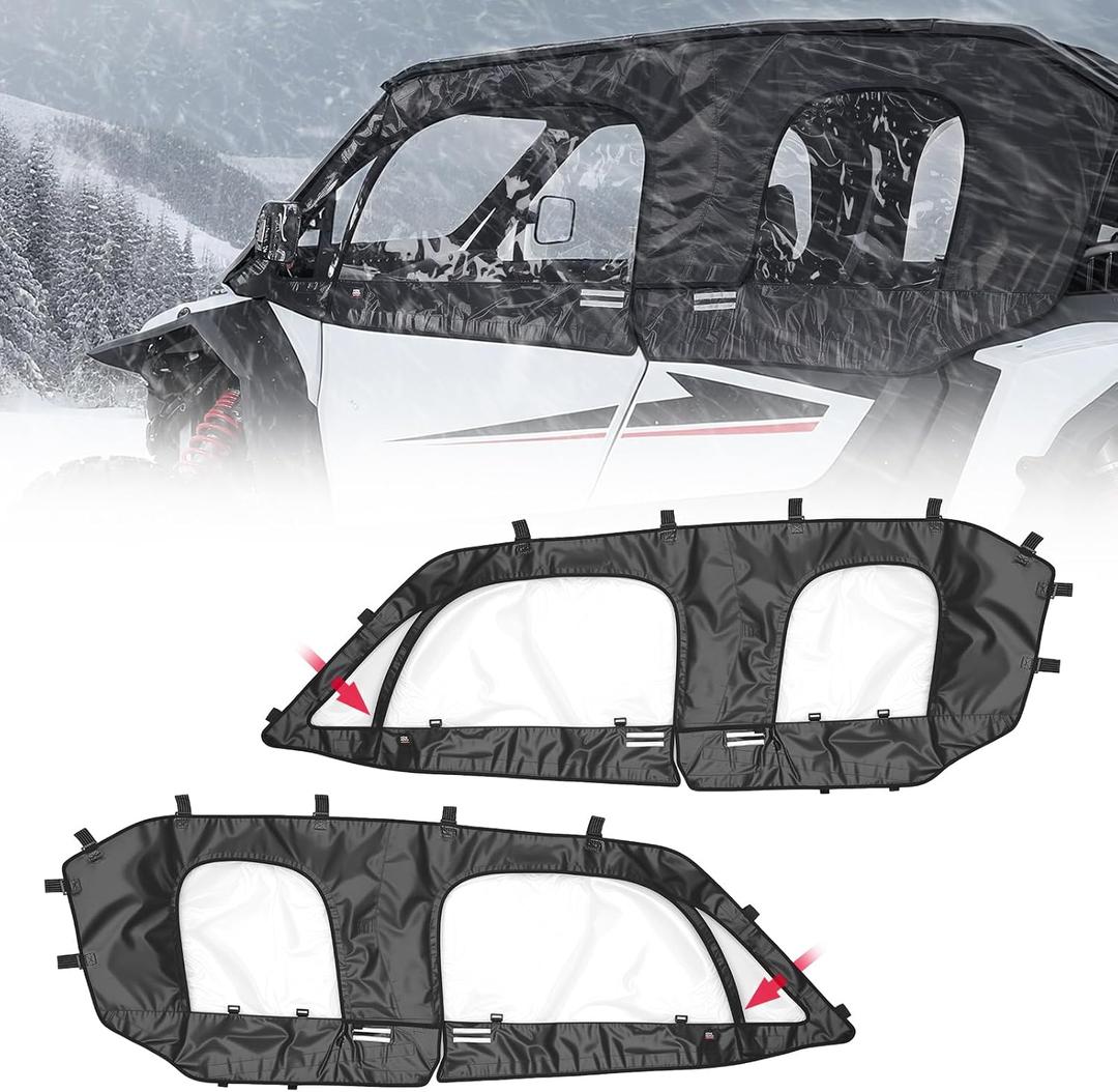 KEMIMOTO Cab Enclosure Soft Upper Doors Compatible with 2024 2025 2026 Polaris RZR XP 4 1000 - Water-resistant, Fit with Side Mirrors, Upgrade Zippers UTV Upper Window Side Windshield Accessories