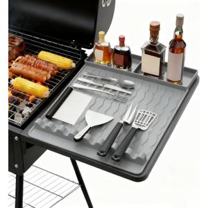 Jalopink Heat-Resistant Silicone Grill Mat Compatible with Blackstone, 15.75"x11.5" Non-Stick BBQ Grill Pad, Reusable Outdoor Spatula Mat for Griddle, Kitchen, Patio Accessories(Grey)