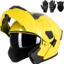 Adult Modular Motorcycle Helmets, DOT Approved Flip up Dual Visor Full Face Helmet for Men Women Moto ATV UTV Snowmobile ADV Four Wheeler Street Bike with Gloves & Mask