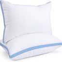 viewstar Pillows Queen Size, Hotel Quality Cooling Down Alternative Gusseted Bed Pillows for Side, Back, or Stomach Sleepers, Light Blue