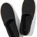 POVOGER Women's Black Flats Mesh Slip On Shoes Breathable Loafers Espadrilles Flats Soft Womens Casual Shoes(Black,US05)