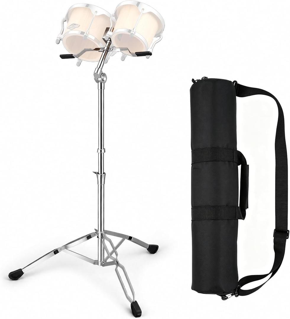 Leinuosen Bongo Stand Elliptical Legs and Storage Bag Adjustable Height 20" to 46" Secure and Stable for Bongo Drums