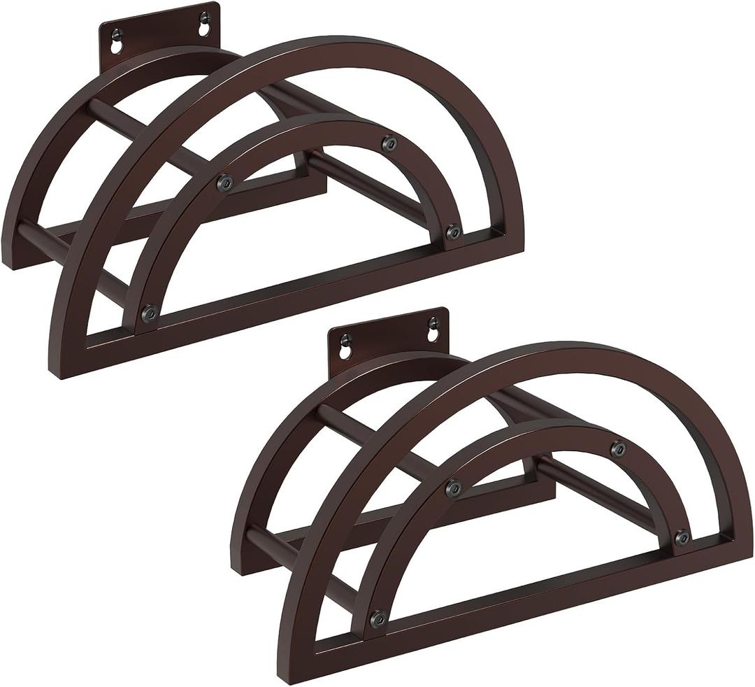 2 Pack Garden Hose Holder, Outdoor Hose Holder Wall Mounted Holds 125-ft Hose, Heavy Duty Metal Hose Hanger, Sturdy Detachable Hose Reel Storage Organizer, Hose Rack for Outside Garden Lawn, Bronze