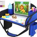 Kids Travel Tray for Airplane - Toddler Car Seat Table Tray, Road Trip Essentials for Boys & Girls, Carseat Lap Desk for Kids Road Trip Activities(Navy Blue)