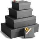 Giftilious Black Gift Boxes, a Set of 5 Gift Boxes with Lids for Presents, Pre-Wrapped Boxes for Gifts, Sturdy Present Box for Birthdays, Weddings, Anniversaries, Festivals or Special Celebration