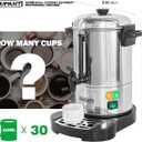 NUPANT Commercial Coffee Urn 30 Cup/4.5L Coffee Dispenser with Upgraded Percolator, 304 Stainless Steel Hot Water Urn Beverage Dispenser with Warm Mode,Drip Tray,Large Coffee Maker for Party Catering