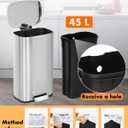 FDW | 8 Gallon Trash Can with Lid | Stainless Steel | Fingerprint Proof | Made of Stainless Steel | Soft-Close Step Pedal | Hands-Free Use | Easy to Clean | for Kitchen, Office, Bathroom