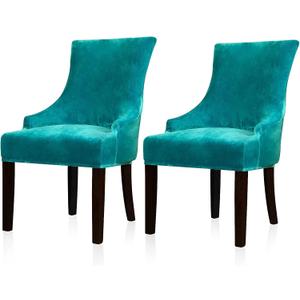 Lellen Velvet Stretch Wingback Chair Cover Slipcover - Reusable Protector Cover for Dining Room Banquet Home Decor etc Machine Washable Hand Washable (Teal, 2PC)