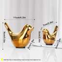 Small Animal Statues, Gold Bird Figurines Home Decor, Modern Home Decorative, Ceramic Decor for Office Desktop, Bookshelf, Bedroom, Living Room, Cabinets (Gold 2 Pcs)
