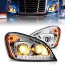 Freightliner Headlights for Cascadia 2008-2017,Replacement Headlamp DOT and SAE Approved (Silver Led, Pair Set)