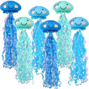 ADLKGG Blue Jellyfish Paper Lanterns, Under The Sea Party Decorations, Hanging Smile Face Jelly Fish Paper Lanterns for Mermaid Theme Party Ocean Birthday Decorations Baby Shower Classroom Decor
