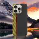 Real Aramid Fiber Case for iPhone 15 Pro Max [6.7 inch] Compatible with MagSafe,600D Aramid Fiber Weave,Thin & Light Cover with a Caseless Feel,Carbon Fiber Textures Design Kevlar Case (Track-SW)