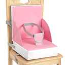 Toddler Booster Seat for Dining Table, Portable Kids Seat with Safety Buckles, High Cushion for Travel with Non-Slip Bottom, One-Second Cleaning (Pink)