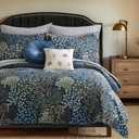 Levtex Home English Forest Navy Reversible King/Cal King Quilt Set (106x92in) and 2 Pillow Shams (36x20in) - Floral - Navy, Green - Rayon King Size Quilt Bedding Set - Lightweight, Soft, Pre-Washed