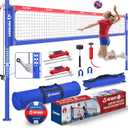 Professional Heavy Duty Volleyball Net Set for Backyard & Beach, Outdoor Net System with Steel Anti-Sag Winch, 32FT Reinforced Net, Height Adjustable Rust-Resistant Aluminum Poles, Portable Carry Bag