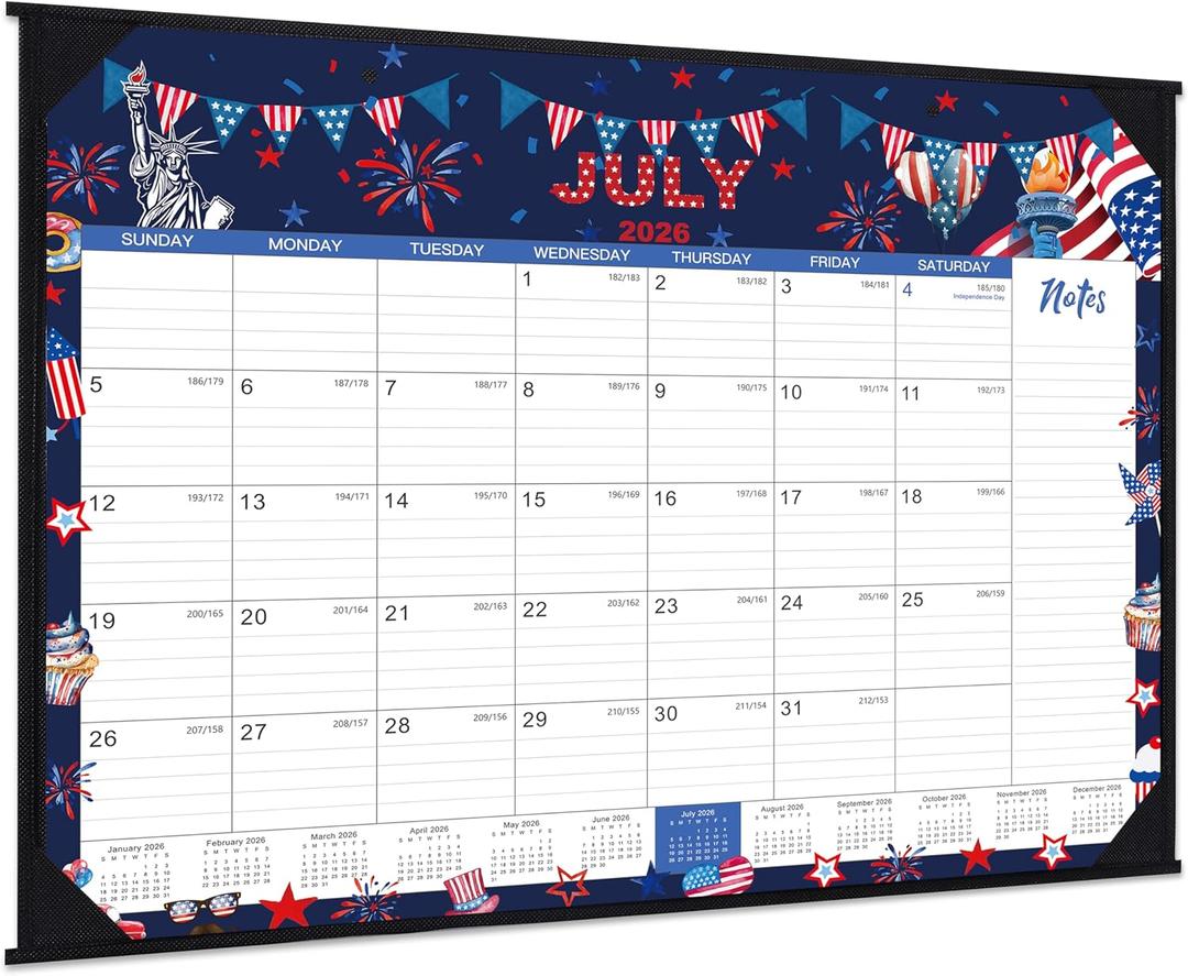2026-2027 Desk Calendar - Large Desk Calendar 2026-2027, Jul.2026 - Jun.2027, 22" x 17", 12 Months Desktop Calendar with Corner Protectors, Desk Pad, Large Ruled Blocks - 12 Different Themes