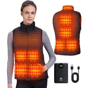 Heated Vest Women, 9 Heating Zones with 12000mAh Battery Pack, Rechargeable Vest Outdoor Hunt Camping Cycling Ski (X-Large)