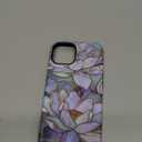 for iPhone 14 Case - Wireless Charging Compatible - Dual-Layer Hard Shell + Silicone Cover - Shockproof Protective Phone Case with Stylish Designs for Women - Abstract Lotus