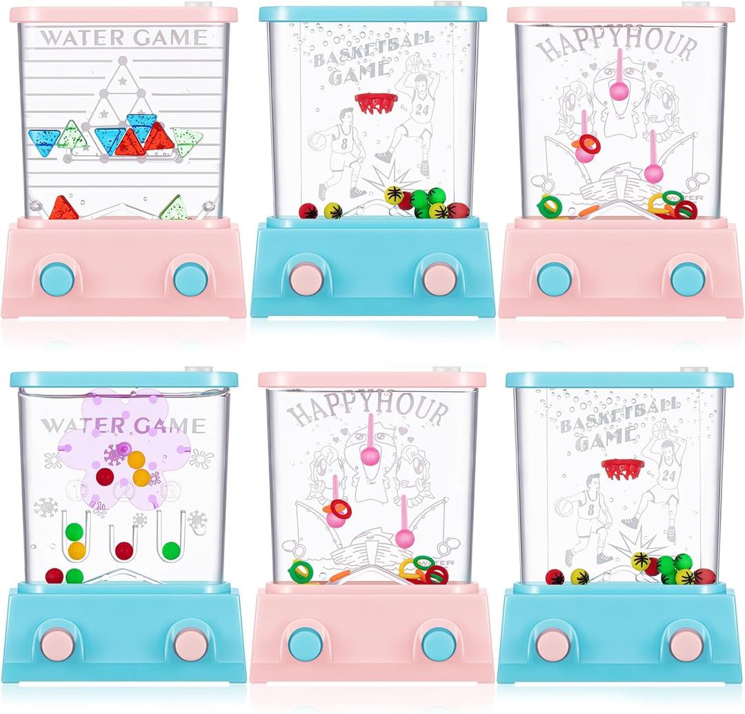 Sumind 6 Pack Mini Water Ring Toss Game for Kids, Retro 80s 90s Handheld Water Toy, Easter Basket Stuffers Bulk, Birthday Party Favors, Classroom Prize Toy(Pastels)