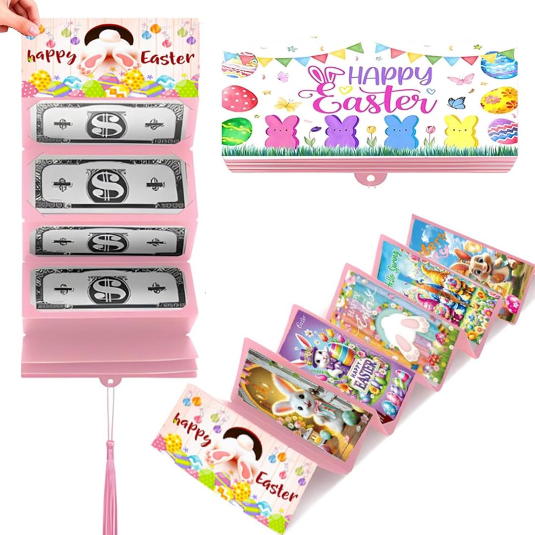 Easter Money Holder with Bunny - 10 Slot Cash Envelope Card for Easter, Birthday, Graduation | Creative Gift for Teens, Kids, Adults, Men & Women (Pink, 1Pcs)