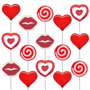 Fruidles 12-Count Half Pound Valentine's Lollipop Party Mix, Hearts, Lips N' Swirls Mixed Fruit Flavor Assortment, Individually Wrapped Assorted (EXP 11/02/27)