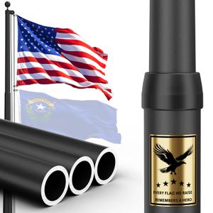 IOEN 9 Gauge 25FT Heavy Duty Flag Pole Kit, Extra-Thick Wall Aluminum Flagpole with 3x5 Nylon Embroidered American Flag, In-Ground for Yard & Commercial Use, 150MPH Wind Rated